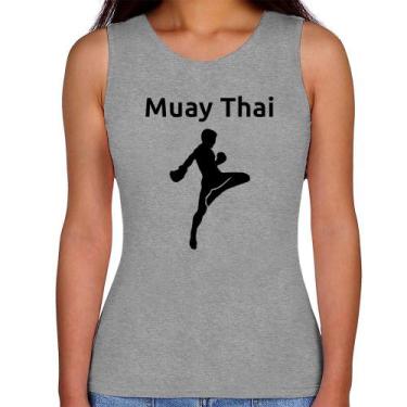 Imagem de Regata Feminina Muay Thai - Foca na Moda, Cinza, GGG