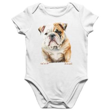 Imagem de Body Bebê Algodão Bulldog-Inglês - Foca na Moda, Branco, M