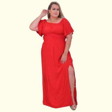 Imagem de Vestido Plus Size Com Fenda Lateral Manga Curta Festa Madrinha Casamen
