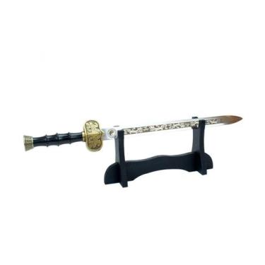Imagem de Espada Chinesa Preta Decorativa Com Suporte 42cm - Enfeite Decorativo 