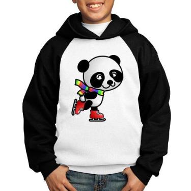Imagem de Moletom Infantil Panda de Patins - Foca na Moda, Branco, Preto, 4