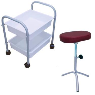 Imagem de Kit Carrinho Auxiliar 2 Band Manicure + Apoio De Pé Parapé - RENOVAR M