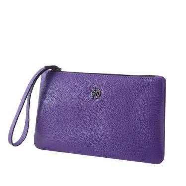 Imagem de Bolsa Carteira Clutch de Couro Mariart Cambará, Blueberry