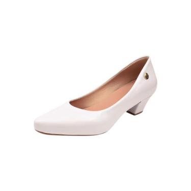 Imagem de Sapato Feminino Scarpin Bico Fino Verniz Donna Santa 36.001, Branco, 3