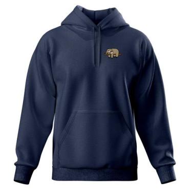 Imagem de Blusa de Frio Moletom Fechado Bolso Canguru Com Capuz Relaxado, Azul m