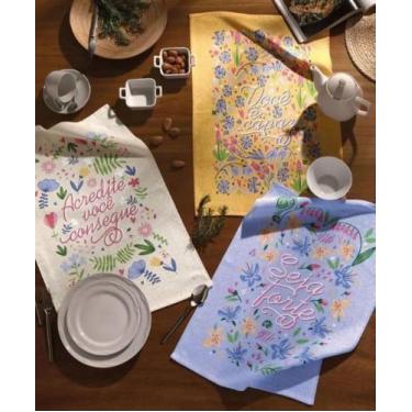 Imagem de Pano de prato felpudo estampado DOHLER 45cm x 65cm - FRASES - 1un