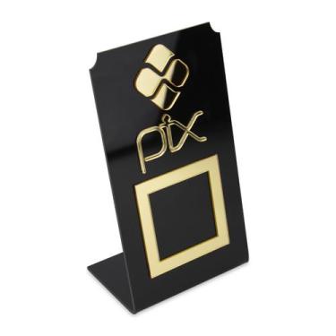 Imagem de Placa Pix QR Code Display Para Pagamentos Acrílico Preto Loja Comércio
