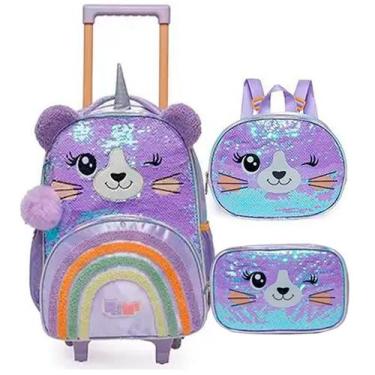 Imagem de Mochila Rodinha + Lancheira + Estojo Leopardo Pack Me Sweet - Pacific