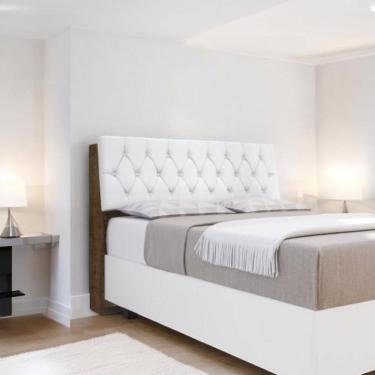 Imagem de Cabeceira Estofada Yasminne Queen Malbec Com Capitonê Branco