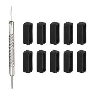 Imagem de HARFINGTON Suporte de relógio de borracha com alça de relógio com ferramenta de barra de mola, Preto, 26mm, Moderno