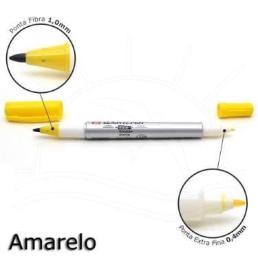 Imagem de Caneta Ident Pen Sakura Permanente 2 Pontas, AMARELO
