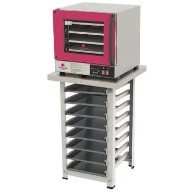 Imagem de Kit - Forno Turbo Elétrico Fast Oven PRP-004 Plus 220V Vermelho + Banc
