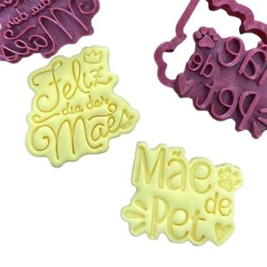 Imagem de Kit 2 Cortador Feliz Dia das Mães e PET - DOCE IMPRESSO,  7,5cm
