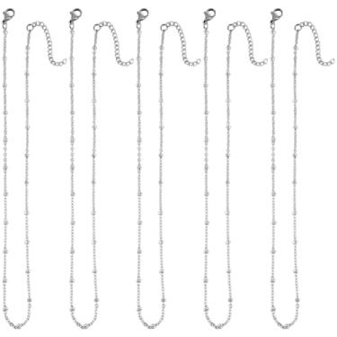 Imagem de SUNNYCLUE Pacote com 12, corrente de satélite de aço inoxidável de 1,5 mm, 16 polegadas/0,4 m, corrente de prata, colares de corrente com contas de satélite, fecho de garra de lagosta, colares de