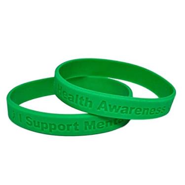 Imagem de 25 - Pulseiras I Support Mental Health Awareness 100% silicone de grau médico - sem látex e toxinas - 25 pulseiras - mostre seu apoio à conscientização sobre saúde mental, Borracha Plástico Silicone