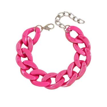Imagem de A-yeite Pulseiras de acrílico neon dos anos 80 anos 90 com elos grossos doce macaron cor doce resina pulseira para mulheres coloridas verão praia festa Y2k joias, Adjustable, Acrílico, Sem Pedra