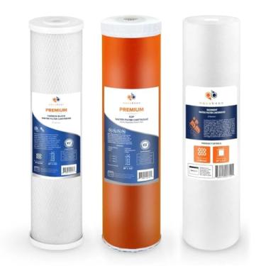 Imagem de Aquaboon Conjunto de cartuchos de filtro de água de 5 mícrons 20 x 4,5 | Cartuchos de filtro de água de 50,8 cm | Filtros premium CTO & KDF e sedimentos para água de poço | Filtros para toda a casa
