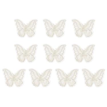 Imagem de PATIKIL 10 apliques de borboleta de renda bordada, 4 cm x 5 cm, aplique de ferro costurado em borboleta com aplique de organza de camada dupla para roupas, vestidos de casamento, bricolage, roupas,