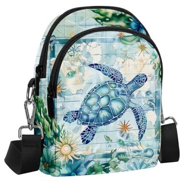 Imagem de Yrebyou Bolsa tiracolo pequena para mulheres, casual, bolsa para celular, impermeável, acima do ombro, com compartimentos para cartão, Azul claro, Bolsa transversal