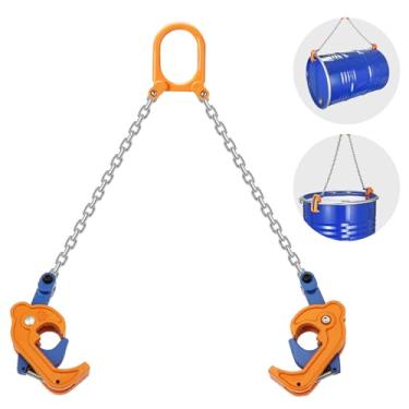 Imagem de Braçadeira de elevação de tambor de corrente, capacidade de carga de 1000 libras, grua de tambor de óleo de corrente dupla horizontal G80 para tambores de plástico e metal de 55 galões, elevação
