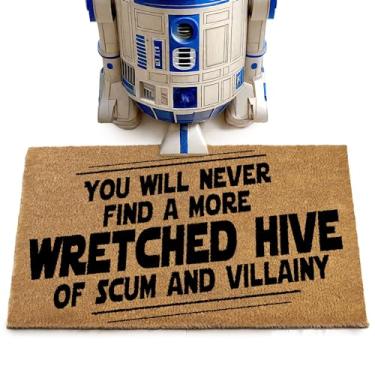 Imagem de MAINEVENT Tapete de porta You Will Never Find A More Wretched Hive of Scum and Villainy, 76 x 43 cm, capacho de boas-vindas ao ar livre S Wars Coir, tapete de boas-vindas para presente nerd