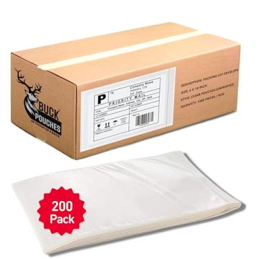 Imagem de Pacote com 200 capas de etiqueta de envio de 15,2 x 25,4 cm - Bolsas de envelope para guia de remessa com autoadesivo e selo - Plástico transparente não impresso e suporte de lista de correspondência