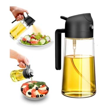 Imagem de Porta Azeite Spray Borrifador 2 em 1 de Vidro 500ml para Óleos e Vinagres, Ideal para Culinária Saudável e Precisa (Preto)