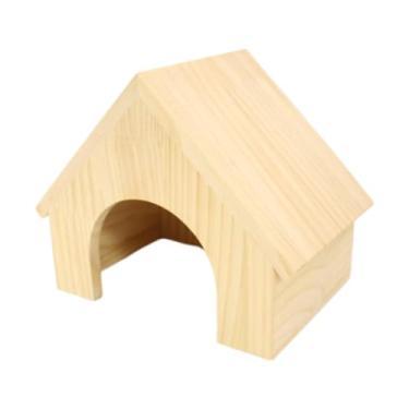 Imagem de Dualoai Hamster Wood House Habitat Decors Supplies House Pet Small Animal Hideaway House para ratos, L