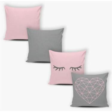 Imagem de Kit 04 Capas Silkadas Estampas 45x45 Decoração - Luck Baby, Cor 06