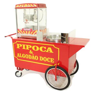 Imagem de Carrinho de Pipoca com Pipoqueira Elétrica e Maquina Algodão Doce Mod 4294