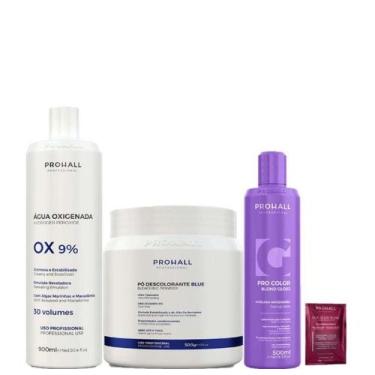 Imagem de Kit Ox 30 Pó Descolorante Azul e Matizador Blond Prohall