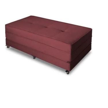 Imagem de Puff Cama Casal Dobrável Com Rodízios  - LINDECOR, Bordô