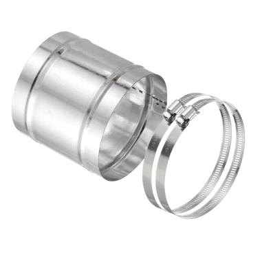 Imagem de PATIKIL Conector de duto de 11 cm, 1 conjunto de acoplamento de duto de ferro galvanizado acoplador de ventilação secador conector de extensão de mangueira de acoplamento de tubo com braçadeiras de
