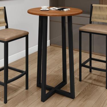 Imagem de Mesa Madeira Maciça 70cm Bistrô Coliseu Preto / Marrom