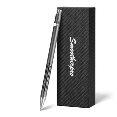 Imagem de SMOOTHERPRO Caneta Bolt Action, caneta esferográfica de aço inoxidável com tinta preta, compatível com refis Pilot G2, caneta EDC de 0,7 mm para escrita, cinza