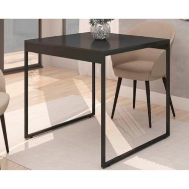 Imagem de Mesa de Jantar Quadrada Industrial Pés Metal 80x80 cm 4 lugares Para Apartamento(Preto/Preto)