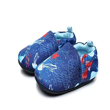 Imagem de Timatego Sapatos infantis para meninos e meninas antiderrapantes mocassins sapatos para bebês primeiros passos em casa (6 a 24 meses), 01 Oceano, 6-9 Meses