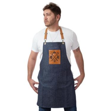 Imagem de Avental Chefe de Cozinha Jeans Azul Cozinha-Churrasqueiro - Island Sha