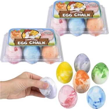 Imagem de Giz de ovo marbelizado de Páscoa, ovos de giz de calçada para crianças, enchimentos de presentes de cesta de Páscoa, perfeitos para caça a ovos de Páscoa, lembrancinhas de festa, 6,3 cm (pacote com
