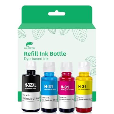 Imagem de COLORETTO Frasco de refil de tinta H-31 H-32XL, compatível com HP 31 32 XL Ink for Smart Tank 7301, 7001, 7602, 5000, 5101, 450, Plus 551, 555, 557, Ink Tank 310, 319, DeskJet GT-5810, GT-5820