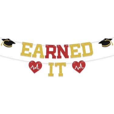 Imagem de SJcysrilla Faixa Earned It Enfermeira Formatura Decorações de Enfermagem Escola de Enfermagem Survivor Party Decor Sign Class of 2025 Enfermeira Formatura Festa Decoração Suprimentos Ouro Glitter