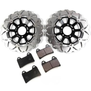 Imagem de Kit de discos e pastilhas de freio dianteiro flutuante compatível com Suzuki GSX1200 INAZUMA 1999, acessórios de substituição de motocicleta preto