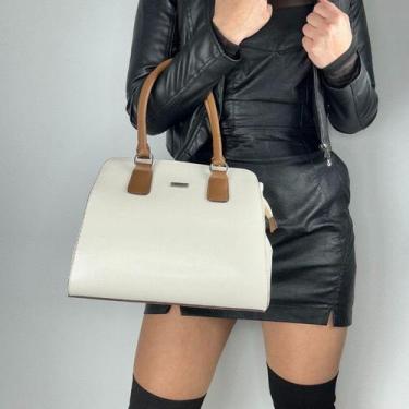 Imagem de Bolsa recuo em couro legitimo b.993, Cobra off caramelo