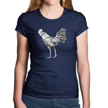 Imagem de Baby Look Algodão Galo Desenho - Foca na Moda, Marinho, GG