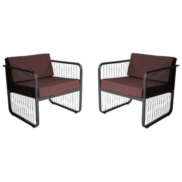 Imagem de Conjunto 2 Poltronas para Área Externa Santiago em Alumínio e Fibra Sintética Acesse Móveis