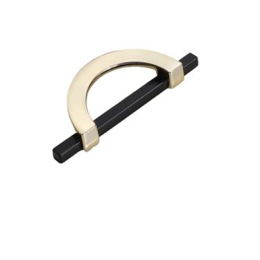Imagem de Armário de cozinha Armazenamento Branco Porta Armário Alças Gaveta Guarda-roupa Alça Semicircular Rodada Porta Puxadores Maçanetas Hardware, Ouro Preto 96mm