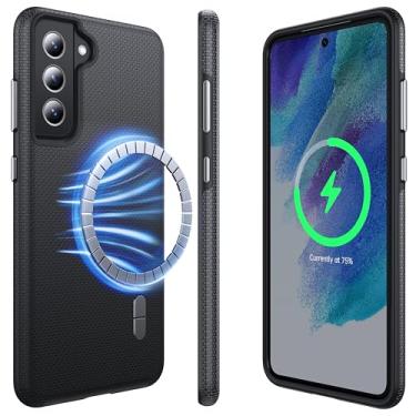 Imagem de NJROW Capa magnética forte para Samsung Galaxy S21 FE compatível com MagSafe [2024 atualizado] [camada dupla resistente] [à prova de choque militar] Capa robusta para Samsung Galaxy S21 FE fina, preta