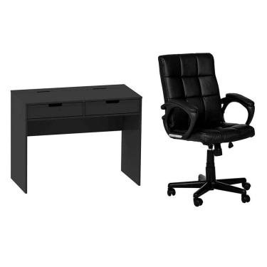 Imagem de Conjunto de Mesa New com Cadeira de Escritório Diretor Giratória Charles Preta