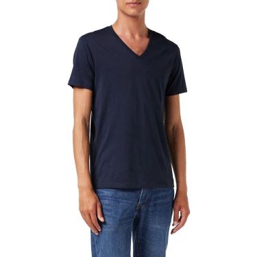 Imagem de Camiseta ax Armani Exchange masculina básica com decote em V azul marinho
