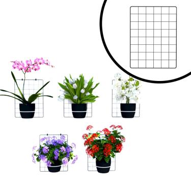 Imagem de Tela Aramada para Jardim Vertical Horta Suspensa Floreira 30x40cm Preto Kit 5 Peças